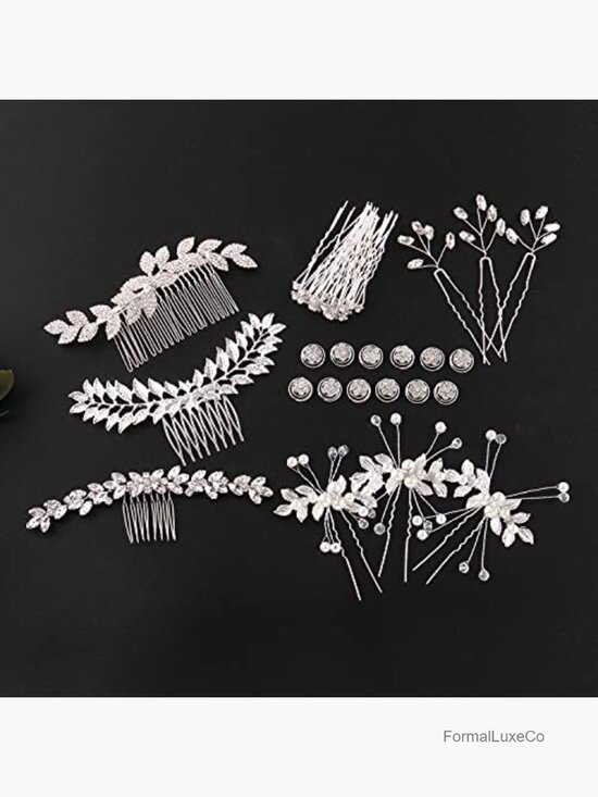 41 Pc Sparkly Rhinestone Pearl Hair Pins Combs Clips Set main image 4